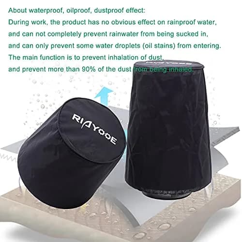 RIAYOOE Performance Air Filter Cover Waterproof Universal Fit for High-Flow Cone Air Intake Filter | 150mm (5.90in) Bottom Diameter thumbnail 5