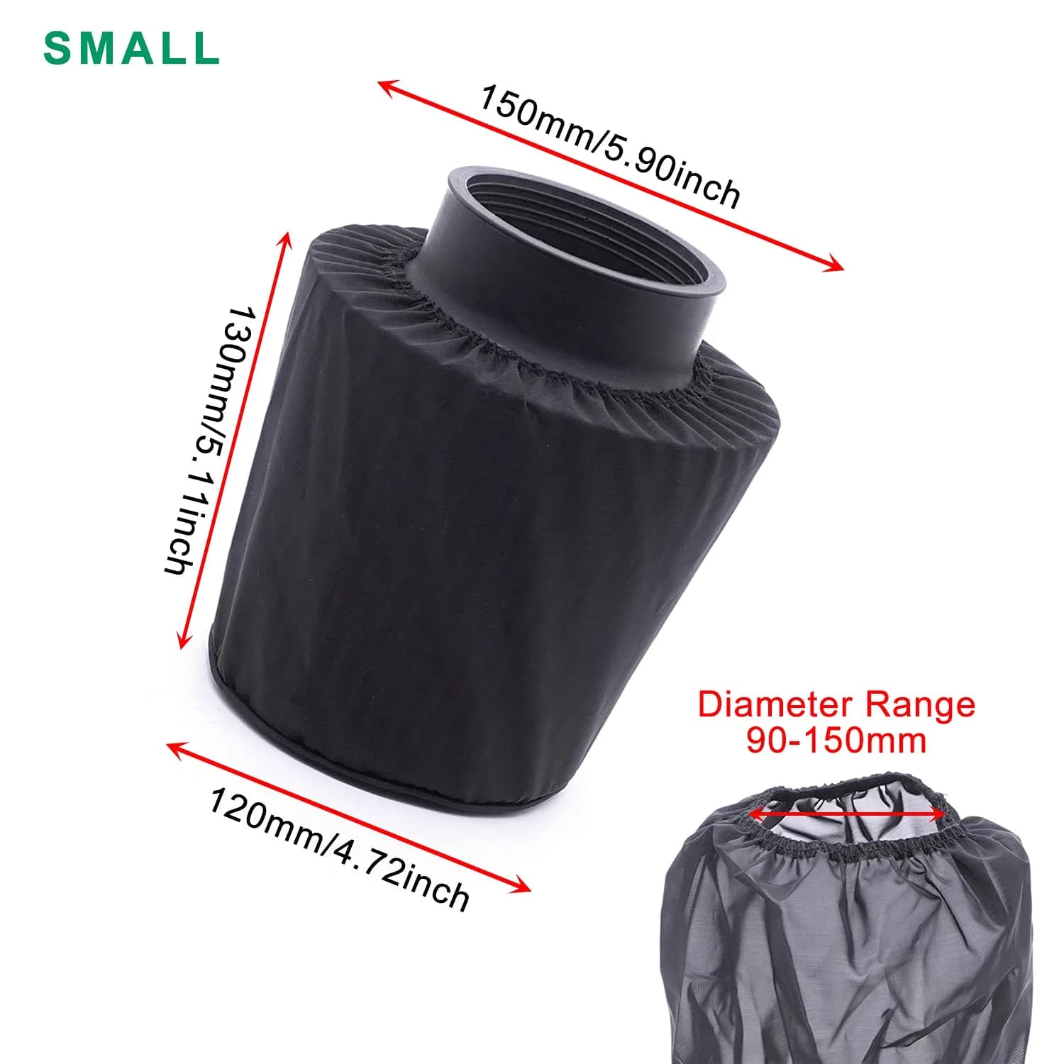 RIAYOOE Performance Air Filter Cover Waterproof Universal Fit for High-Flow Cone Air Intake Filter | 150mm (5.90in) Bottom Diameter - view 4