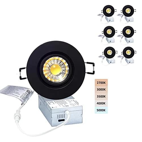 POPANU 3 Inch Black LED Recessed Gimbal Downlight 6 Pack | 5 CCT Adjustable Color Temperature thumbnail 1