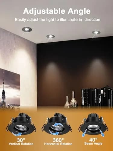 POPANU 3 Inch Black LED Recessed Gimbal Downlight 6 Pack | 5 CCT Adjustable Color Temperature thumbnail 7