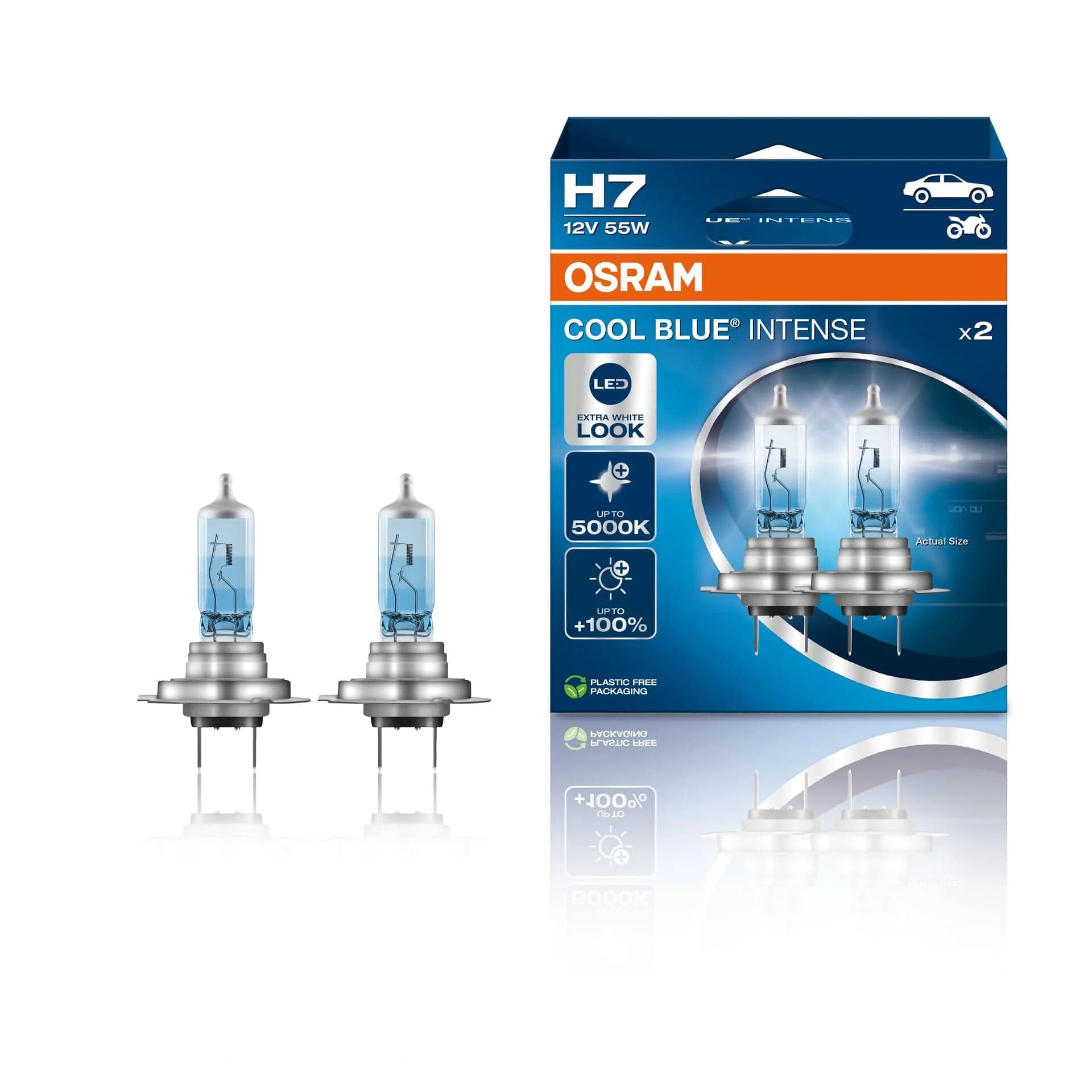 OSRAM COOL BLUE INTENSE H7 Headlight Bulb 5000K (2 Lamps) | Up to 100% Brighter - main product image