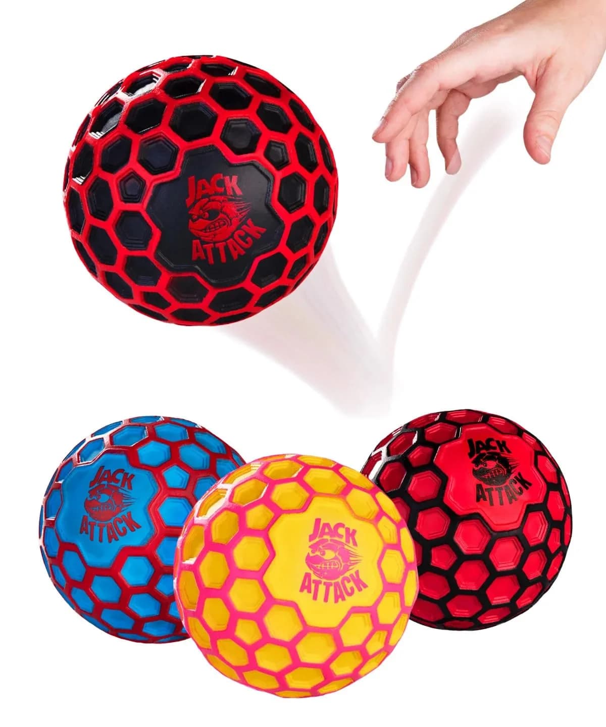 Jack Attack Hex Crazy Bounce Ball | Unisex Outdoor Toy for All Ages — Single
