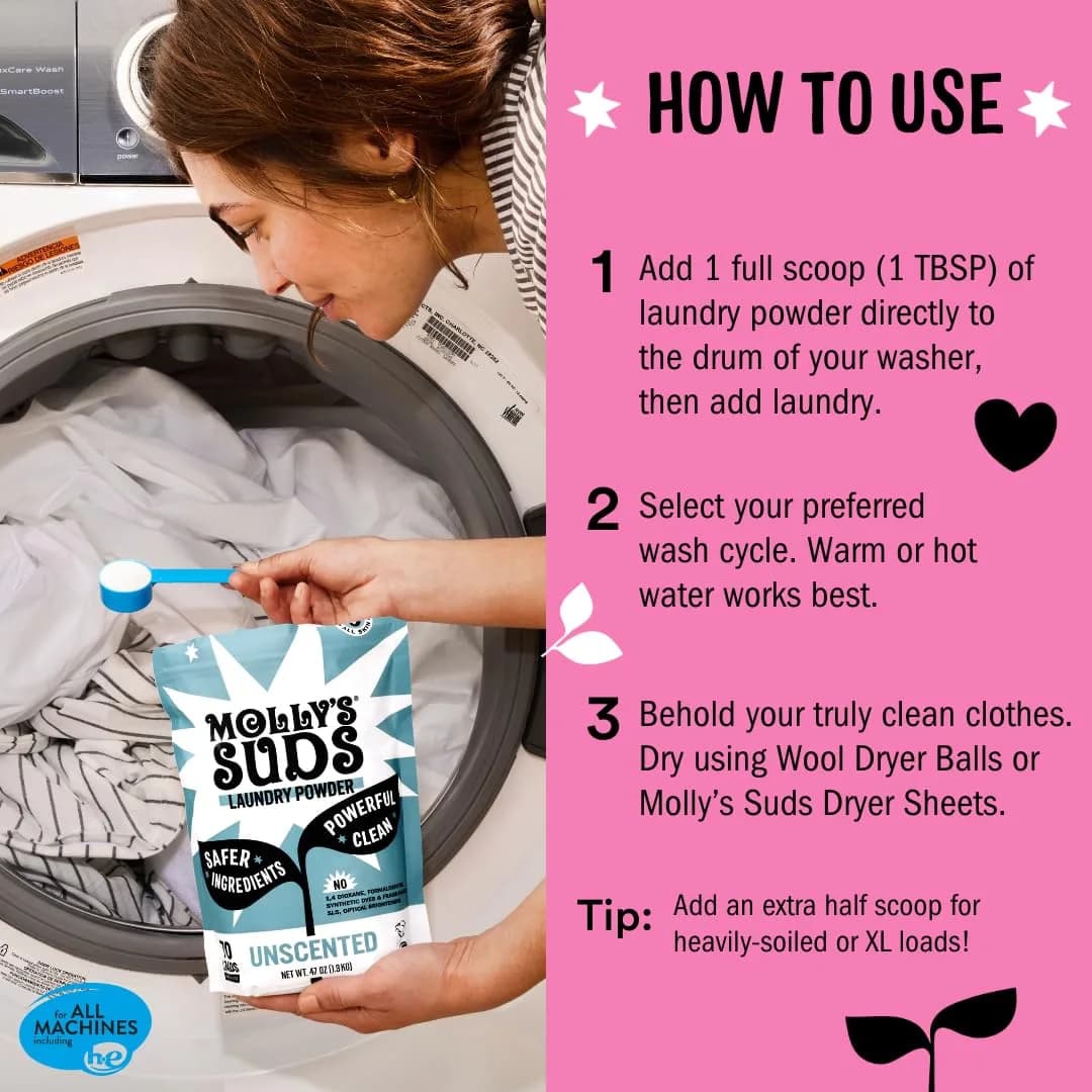 Molly's Suds Original Laundry Detergent Powder, 120 Loads (Lotus & Peony) | Sensitive Skin Formula - view 5