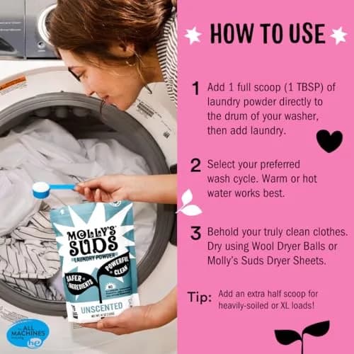 Molly's Suds Original Laundry Detergent Powder, 120 Loads (Lotus & Peony) | Sensitive Skin Formula thumbnail 5