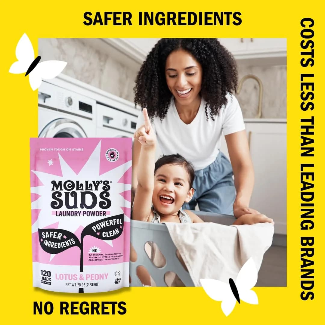 Molly's Suds Original Laundry Detergent Powder, 120 Loads (Lotus & Peony) | Sensitive Skin Formula - view 3