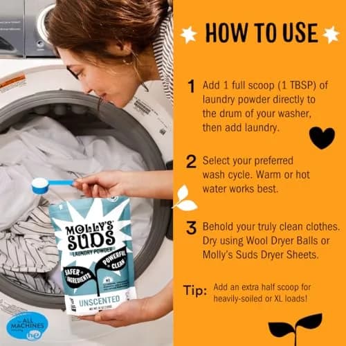 Molly's Suds Original Laundry Detergent Powder Citrus Grove 79 oz (2.24 kg) | Gentle & Effective for Sensitive Skin thumbnail 5