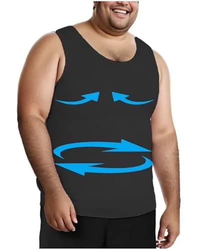 Henicepte Mens Compression Shirt Tummy Control Undershirt Slimming Body Shaper Vest | Flat Chest & Stomach thumbnail 1