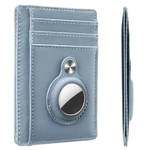 Hawanik Slim Minimalist Front Pocket Air Tag Wallet Thin Card Holder with RFID Blocking, Light Blue 7.6 cm x 10.4 cm x 0.3 cm (3" x 4.1" x 0.12") | Securely Holds AirTag & Cards thumbnail 1