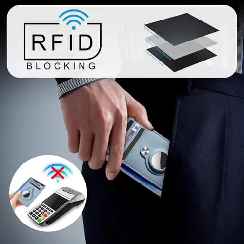 Hawanik Slim Minimalist Front Pocket Air Tag Wallet Thin Card Holder with RFID Blocking, Light Blue 7.6 cm x 10.4 cm x 0.3 cm (3" x 4.1" x 0.12") | Securely Holds AirTag & Cards thumbnail 4