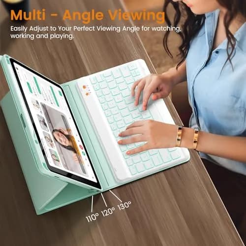 OYEEICE Keyboard Case for iPad 9th/8th/7th Gen 10.2 Inch & Air 3rd Gen 10.5 Inch with 7-Color Backlit Keyboard & Pencil Holder thumbnail 7