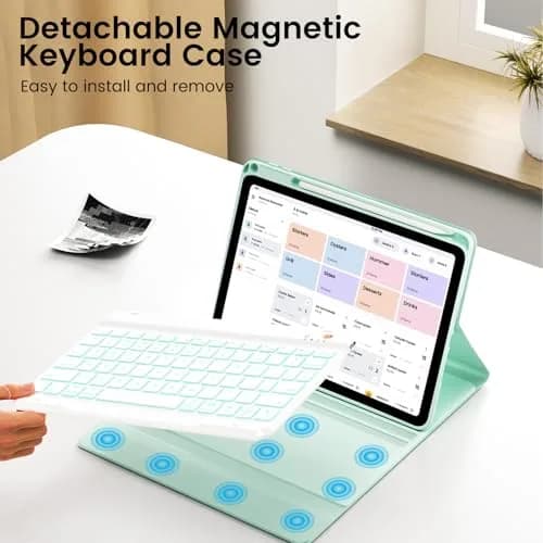 OYEEICE Keyboard Case for iPad 9th/8th/7th Gen 10.2 Inch & Air 3rd Gen 10.5 Inch with 7-Color Backlit Keyboard & Pencil Holder thumbnail 8