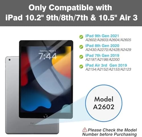OYEEICE Keyboard Case for iPad 9th/8th/7th Gen 10.2 Inch & Air 3rd Gen 10.5 Inch with 7-Color Backlit Keyboard & Pencil Holder thumbnail 2