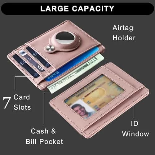 Hawanik Slim Minimalist Front Pocket Air Tag Wallet Thin Card Holder Wallet with RFID Protection | 9cm x 12cm x 0.8cm thumbnail 3