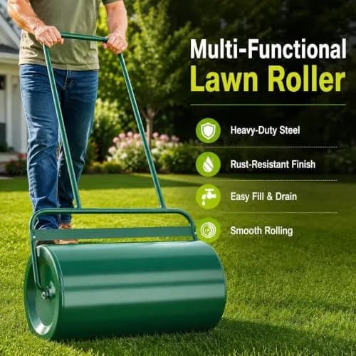 ARNOT Lawn Roller 13x24-Inch Steel Garden Drum for Leveling & Germination | Heavy-Duty, Rustproof, Lightweight thumbnail 2