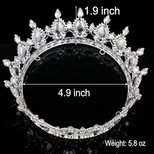 COCIDE Silver Crown for Women Crystal Wedding Tiara 4.9" Diameter | Dazzling Queen Headpiece for Special Occasions thumbnail 7