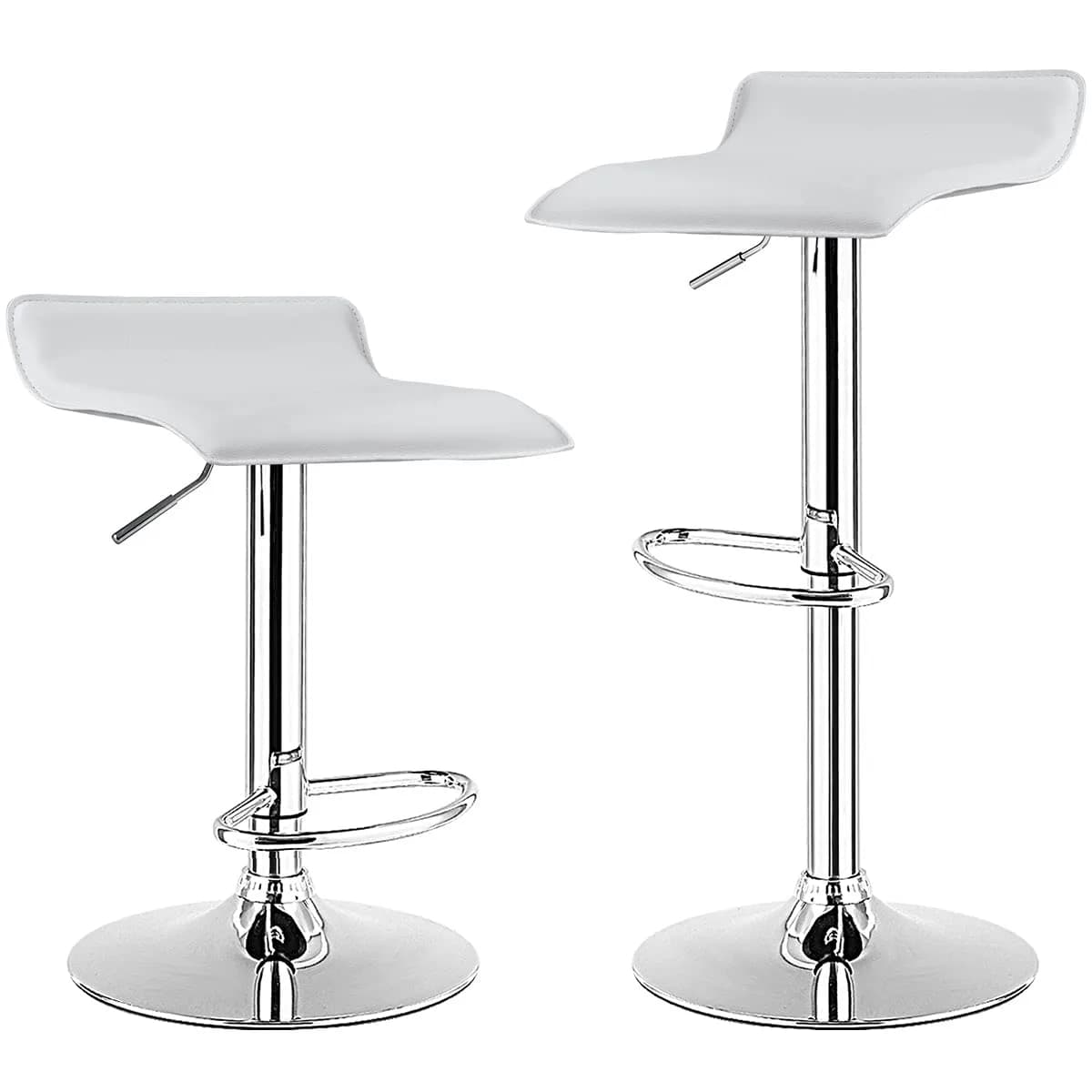 NAFORT Adjustable Swivel Bar Stools Set of 4 | Height-Adjustable PU Leather Seating — White