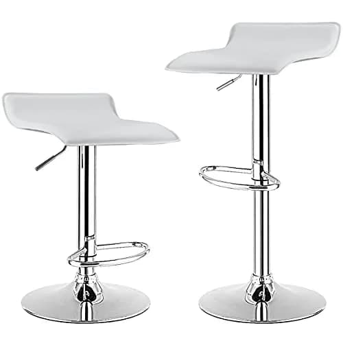 NAFORT Modern Swivel Bar Stools Set of 2 | Height Adjustable PU Leather & Chrome thumbnail 1