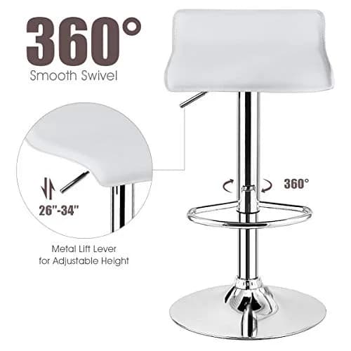 NAFORT Modern Swivel Bar Stools Set of 2 | Height Adjustable PU Leather & Chrome thumbnail 5