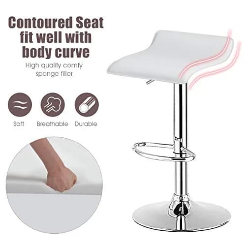 NAFORT Modern Swivel Bar Stools Set of 2 | Height Adjustable PU Leather & Chrome thumbnail 6