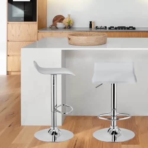 NAFORT Modern Swivel Bar Stools Set of 2 | Height Adjustable PU Leather & Chrome thumbnail 9