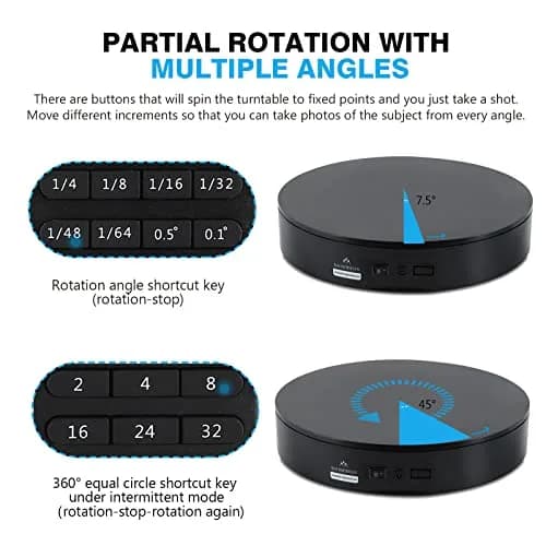 BAOSHISHAN Motorized 360° Photography Turntable with Remote, 2.54 kg (5.6 lb) Load Capacity | Captures Every Angle Clearly thumbnail 3