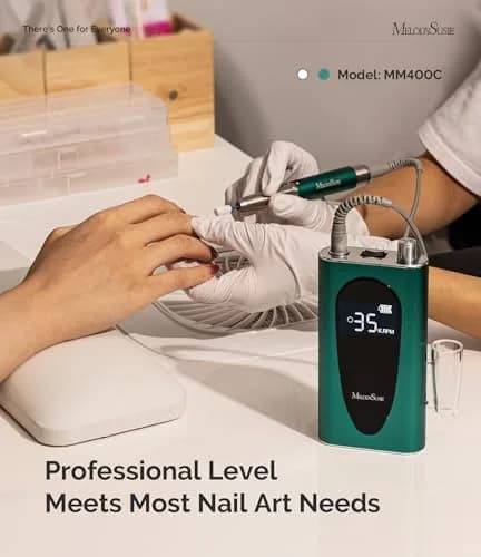 MelodySusie MM400C Cordless Nail Drill 35,000 RPM | Professional Rechargeable Electric Nail File with 15+ Hour Battery thumbnail 4