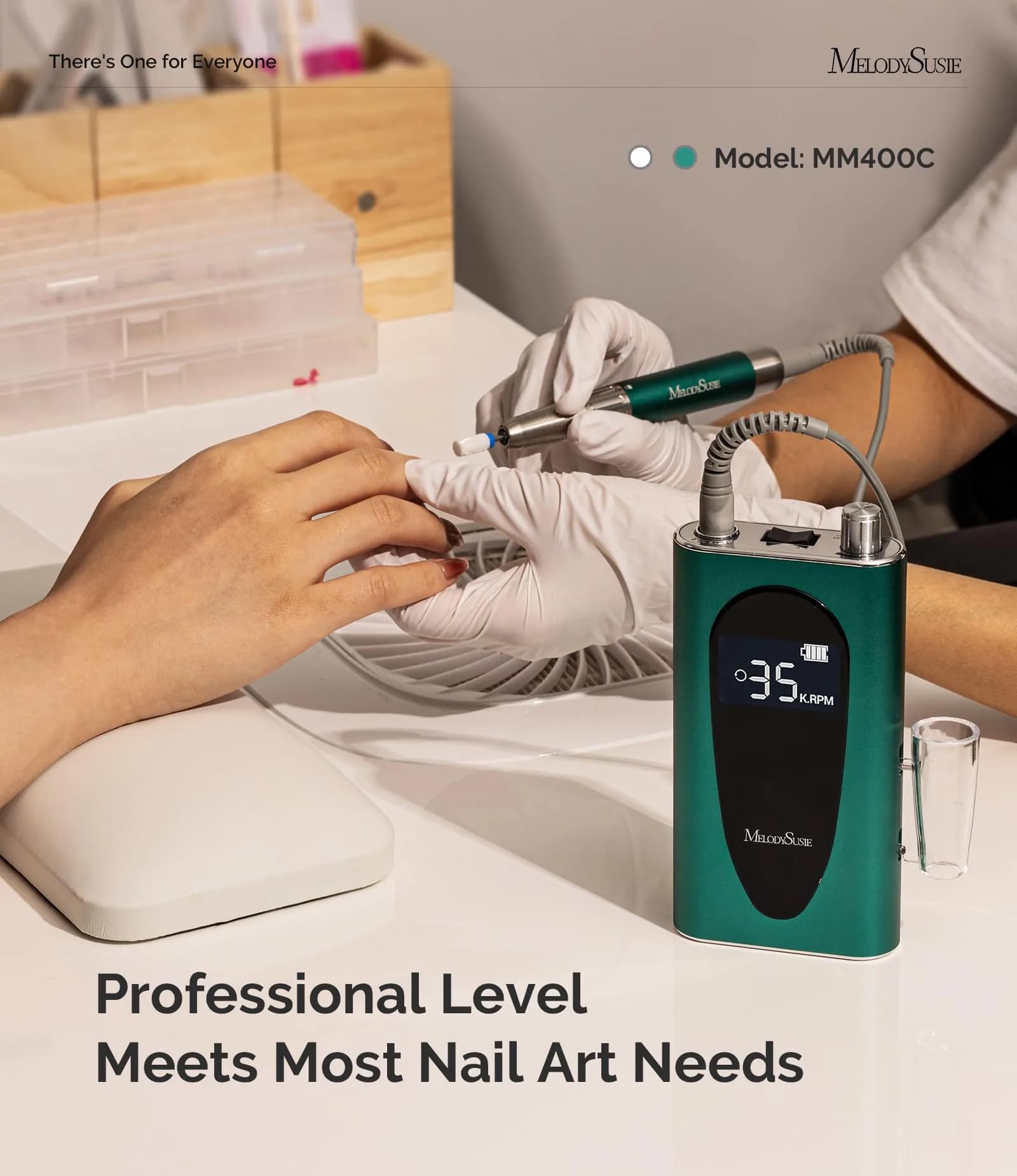 MelodySusie MM400C Cordless Nail Drill 35,000 RPM | Professional Rechargeable Electric Nail File with 15+ Hour Battery - view 4