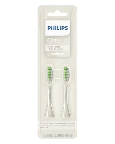Philips Sonicare One Genuine Replacement Brush Heads, 2-Pack, White | Micro vibrations & tapered bristles for brighter smile thumbnail 1