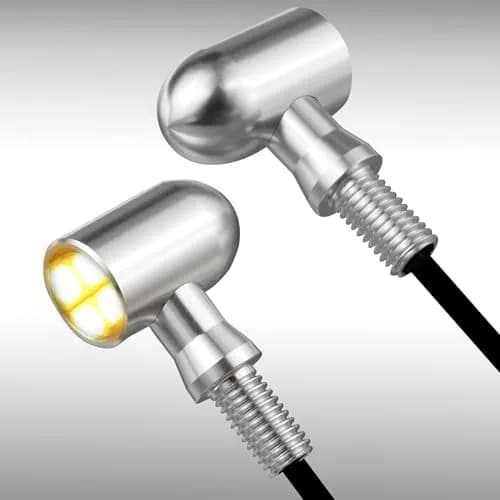 QUASCO LED Motorcycle Turn Signal Lights Universal Mini Blinkers with 8mm Bolt, Red Light, Chrome Housing | 12V DC thumbnail 1