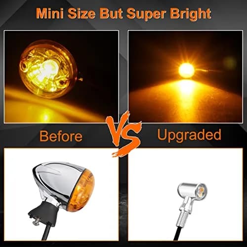 QUASCO LED Motorcycle Turn Signal Lights Universal Mini Blinkers with 8mm Bolt, Red Light, Chrome Housing | 12V DC thumbnail 4