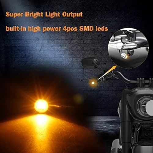 QUASCO LED Motorcycle Turn Signal Lights Universal Mini Blinkers with 8mm Bolt, Red Light, Chrome Housing | 12V DC thumbnail 2