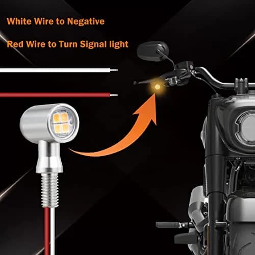 QUASCO LED Motorcycle Turn Signal Lights Universal Mini Blinkers with 8mm Bolt, Red Light, Chrome Housing | 12V DC thumbnail 3