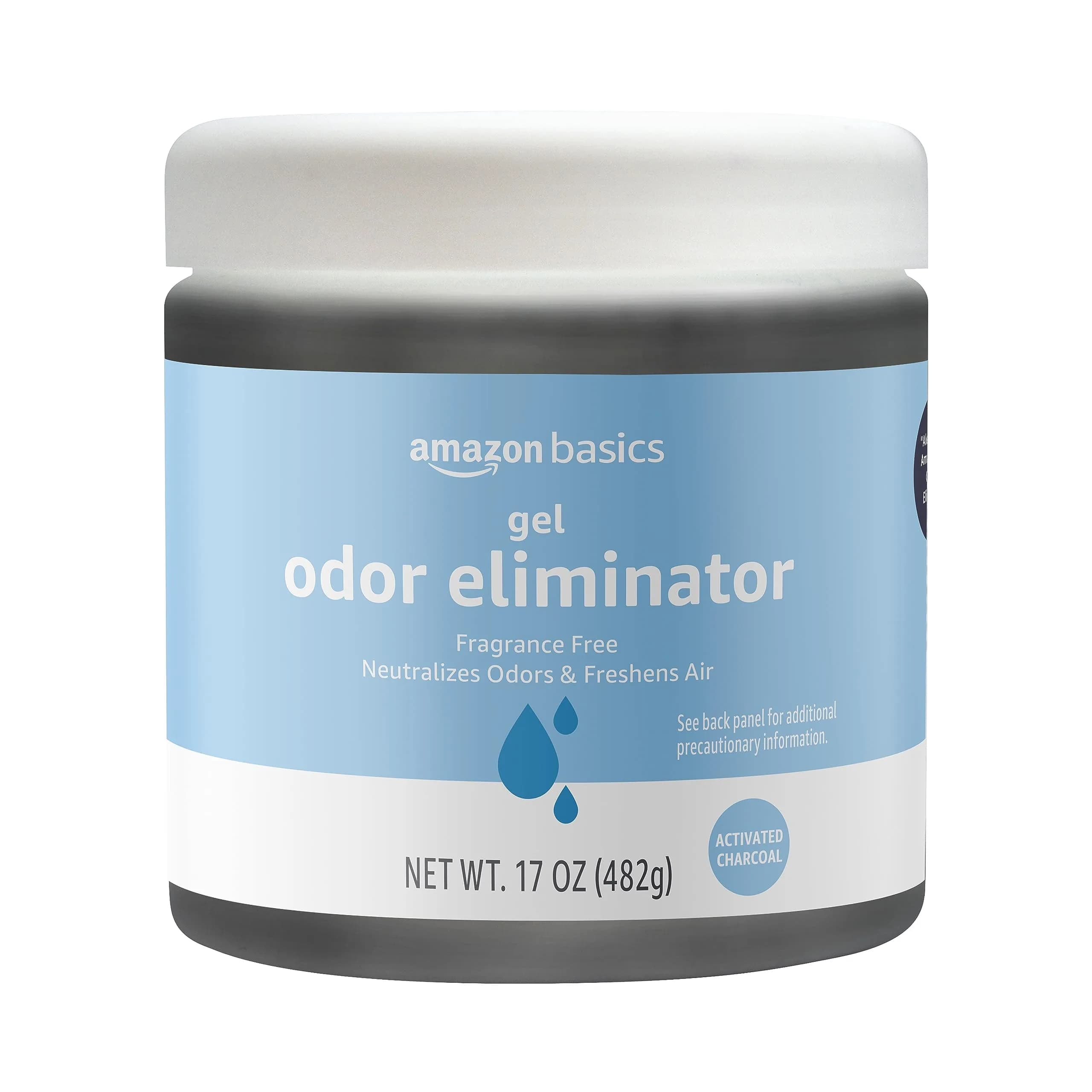 Amazon Basics Gel Odor Eliminator Activated Charcoal Fragrance Free 17 Oz (482 g) | Neutralizes Odors Effectively