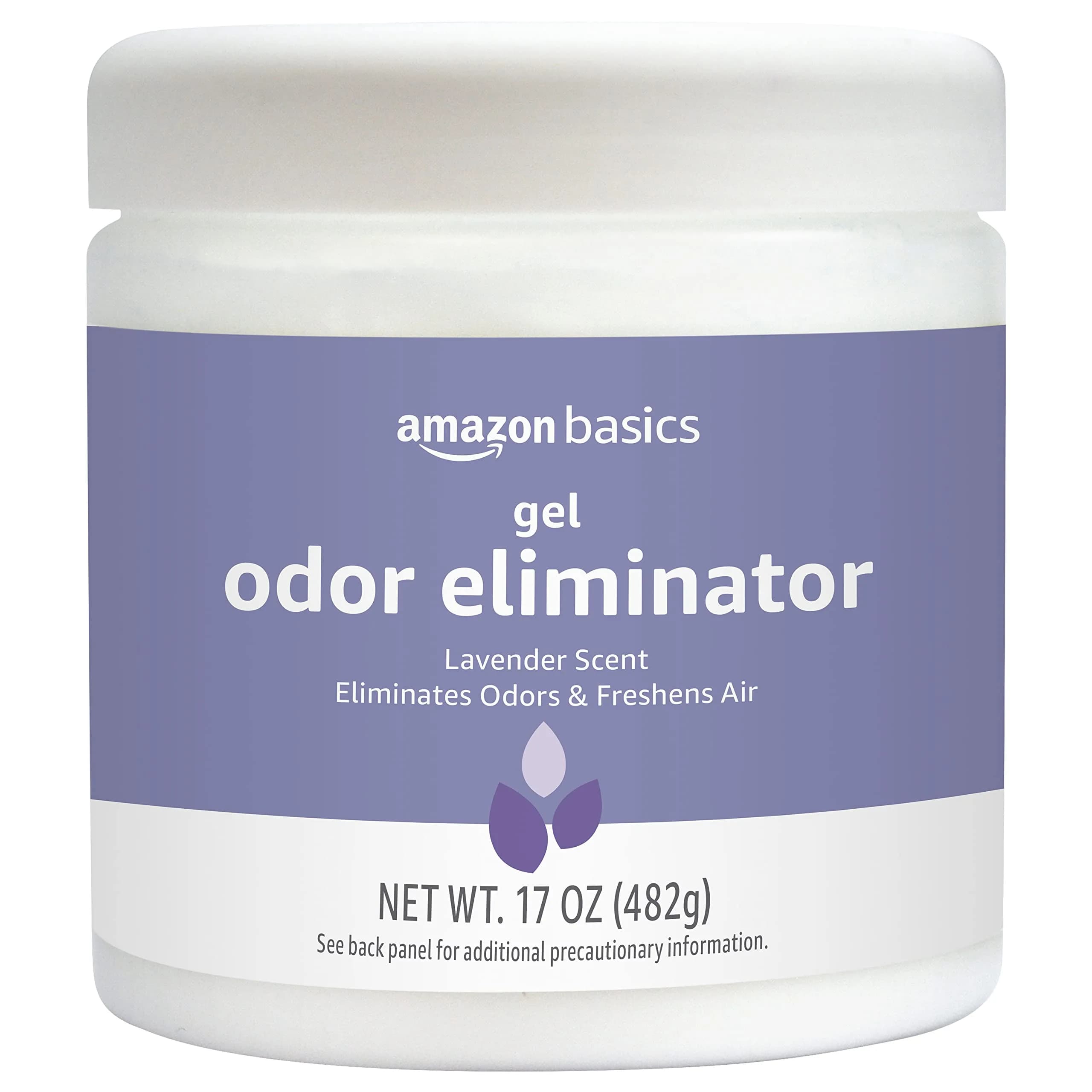 Amazon Basics Gel Odor Eliminator Lavender Scent 473ml (17 Oz) | Activated Charcoal Freshener — White