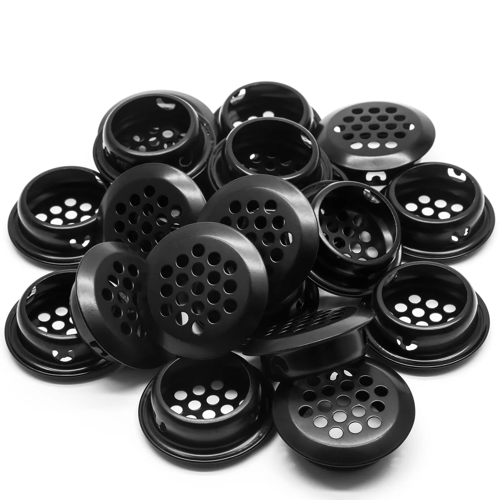 Piutouyar 25mm Air Vents Round Soffit Vents, Black | Stainless Steel Circular Vent Mesh for Kitchen & Wardrobe - main product image