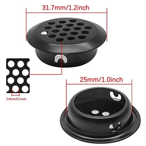 Piutouyar 25mm Air Vents Round Soffit Vents, Black | Stainless Steel Circular Vent Mesh for Kitchen & Wardrobe thumbnail 2