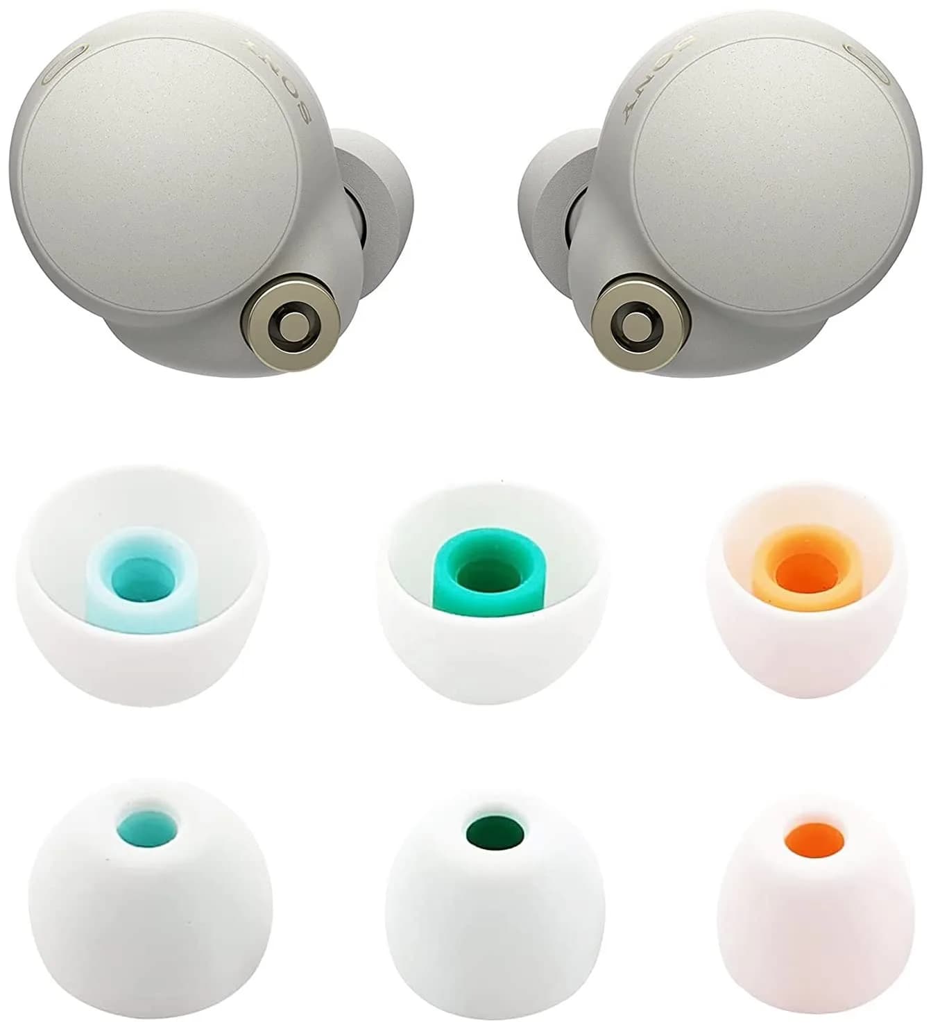 ALXCD White Small/Medium/Large Silicone Ear Tips (3 Pairs) | For Sony WF-1000XM4 Earbuds - main product image