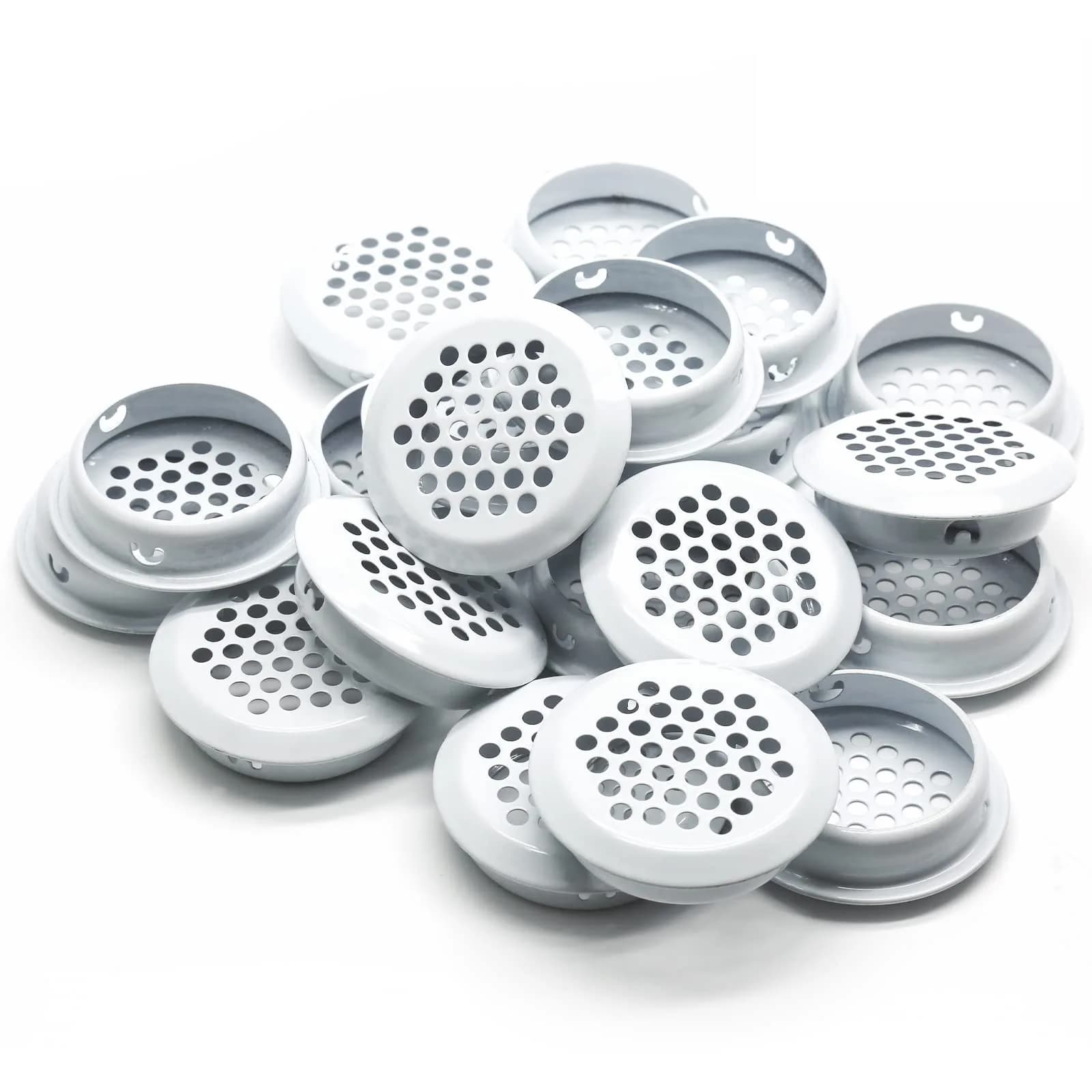 Piutouyar 20Pcs 35mm Air Vents Round Soffit Vents, White | Stainless Steel Circular Vent Mesh for Kitchen & Wardrobe — White