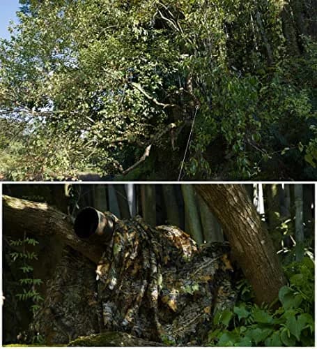 Ginsco 3D Leafy Camo Poncho Lightweight Ghillie Suit with Hood | Woodland Pattern for Hunting, Photography, Airsoft thumbnail 5