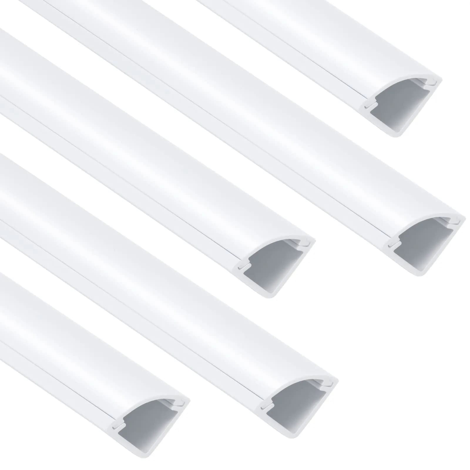 ZhiYo Corner Cable Hider 85in (2.16m) Total Length | Paintable PVC Raceway for 1-2 Wires — White