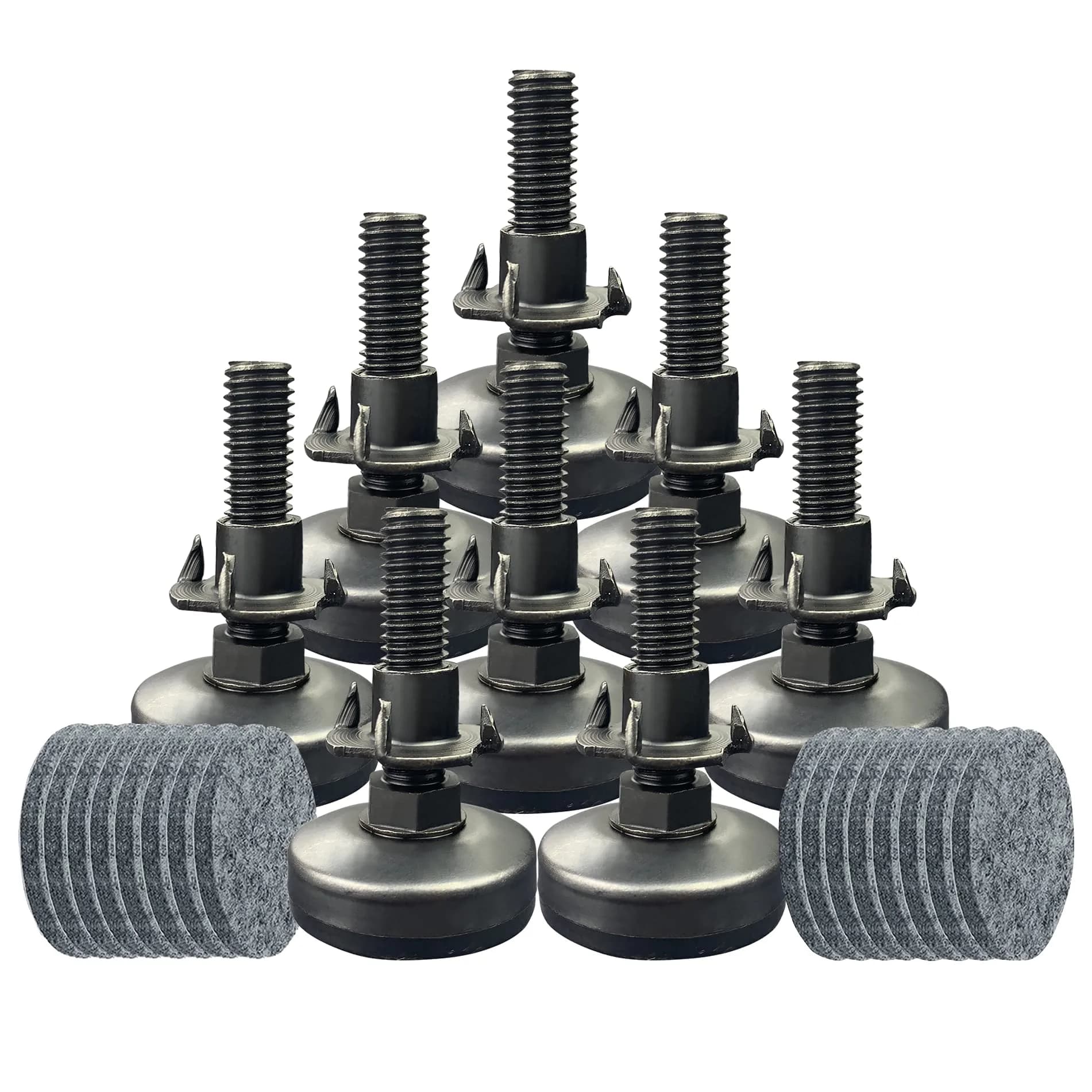 TWIG Furniture Levelers Heavy Duty Leg Levelers 8 Pack Support 1320LBs Large Base Black | Adjustable Furniture Feet — Black - 8 Sets