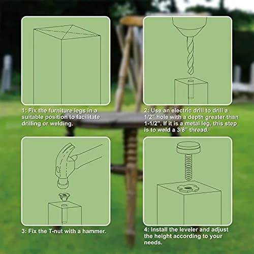 TWIG Furniture Levelers Heavy Duty Leg Levelers 8 Pack Support 1320LBs Large Base Black | Adjustable Furniture Feet thumbnail 5