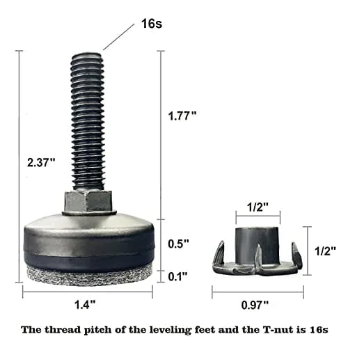 TWIG Furniture Levelers Heavy Duty Leg Levelers 8 Pack Support 1320LBs Large Base Black | Adjustable Furniture Feet thumbnail 2
