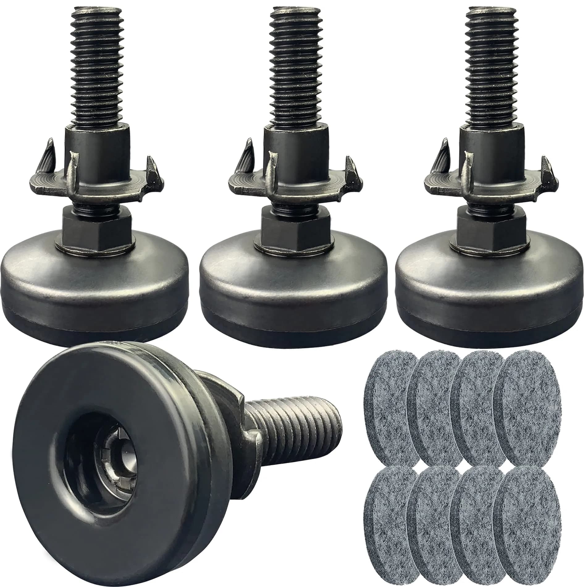 TWIG Heavy Duty Furniture Levelers 3/8-16 Threaded Large Base Black | Adjustable Table & Chair Feet - main product image