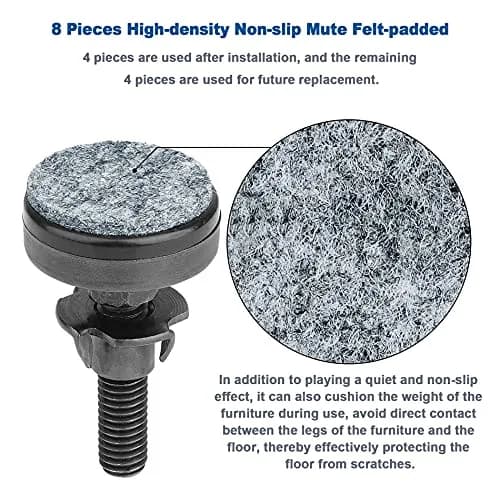 TWIG Heavy Duty Furniture Levelers 3/8-16 Threaded Large Base Black | Adjustable Table & Chair Feet thumbnail 3