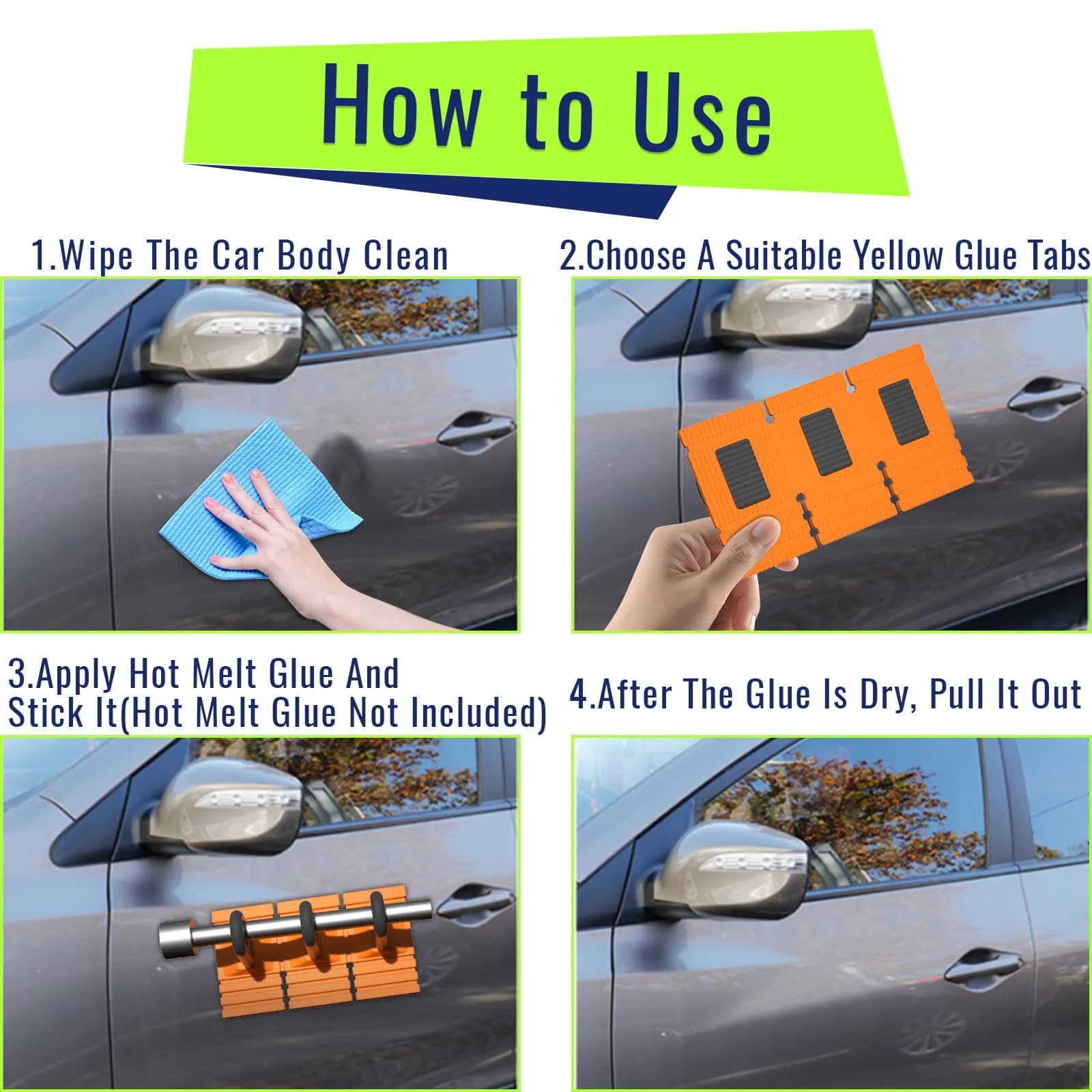 HiYi Car Dent Repair Tool Kit with Yellow Glue Tabs & Dent Lifter | 10-Piece Set - view 3