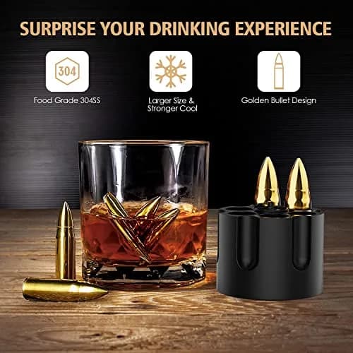 Chouggo Whiskey Bullet Stones with Wooden Case | Stainless Steel Ice Cubes for Men & Gift thumbnail 4