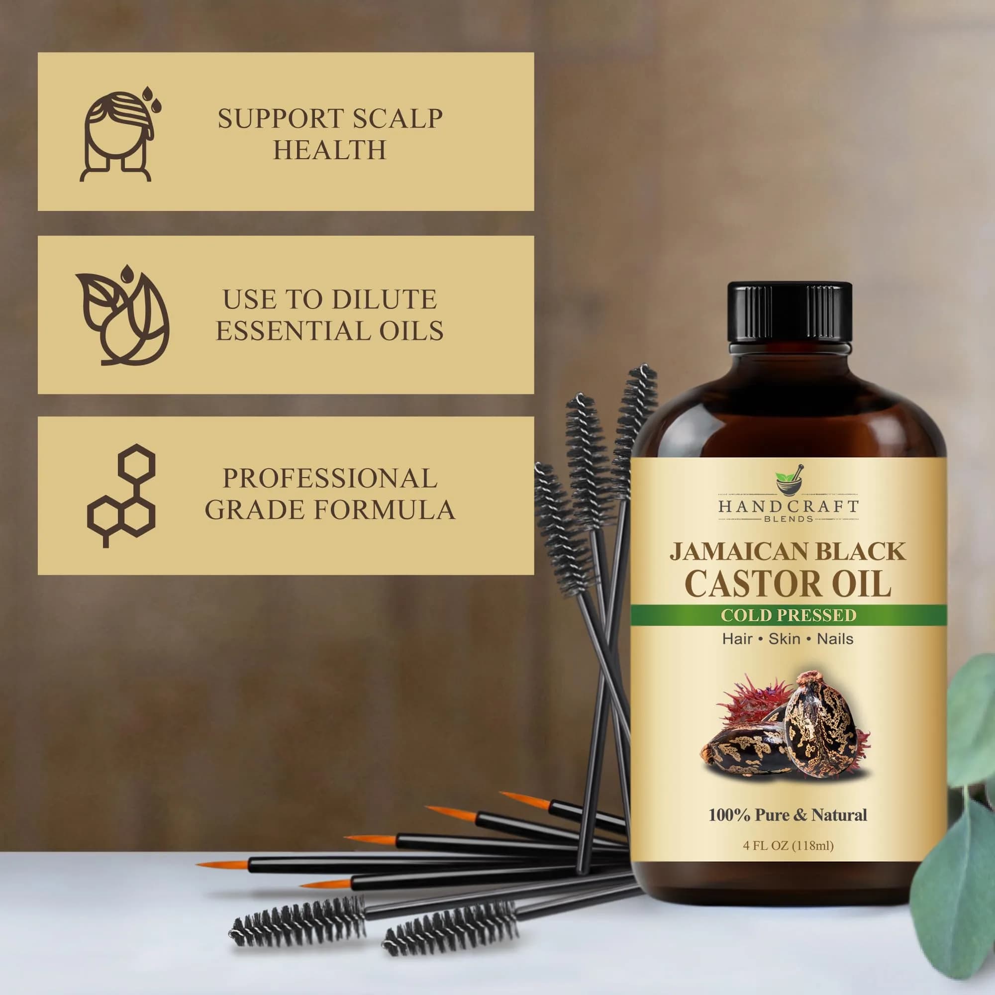 Handcraft Blends Organic Black Castor Oil 16 Fl Oz for Hair Growth & Skin - view 3