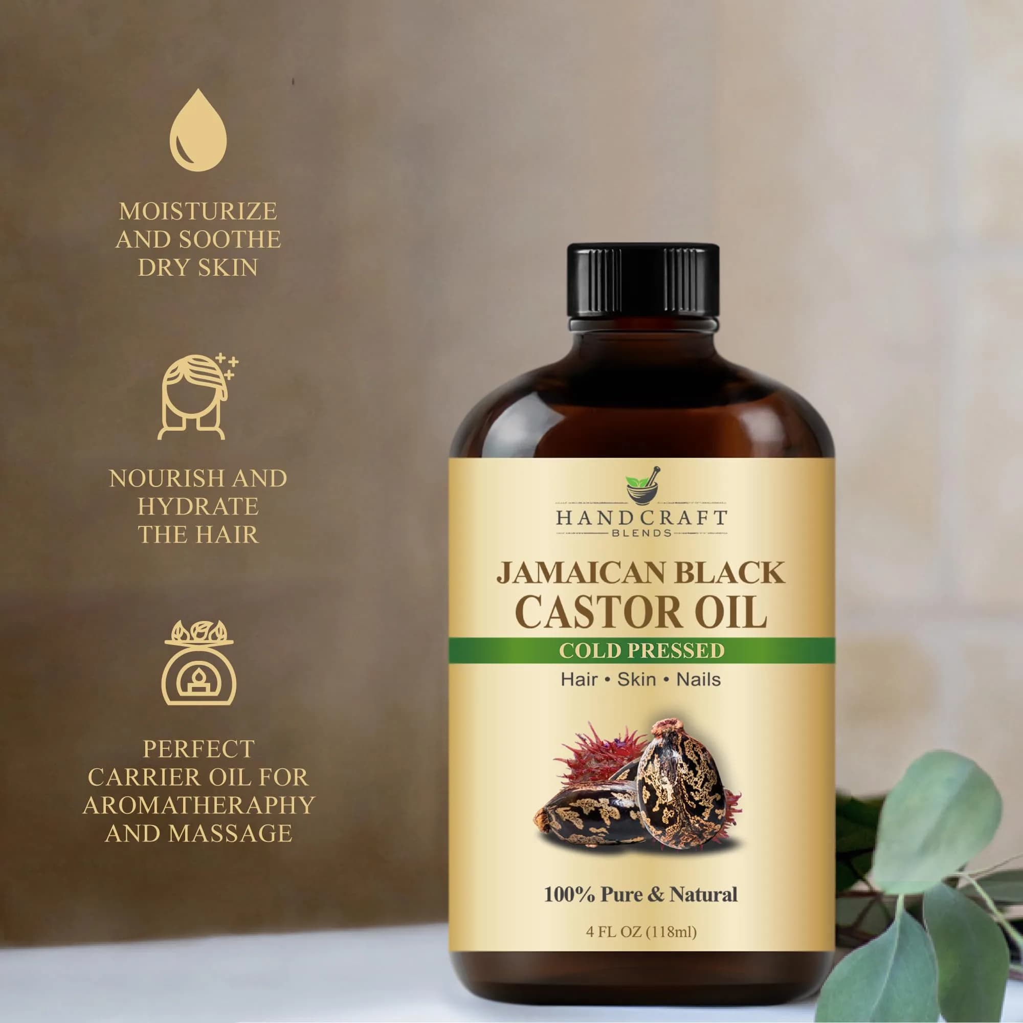 Handcraft Blends Organic Black Castor Oil 16 Fl Oz for Hair Growth & Skin - view 4