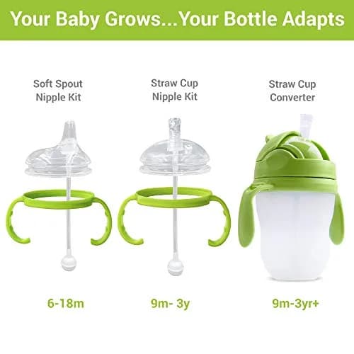 ANPEI Soft Spout Transitional Nipple Kit Bundle for Comotomo Bottles 5 oz & 8 oz, 2 Kits + Brushes (Green) | USA-Sourced Baby Bottle Conversion thumbnail 4